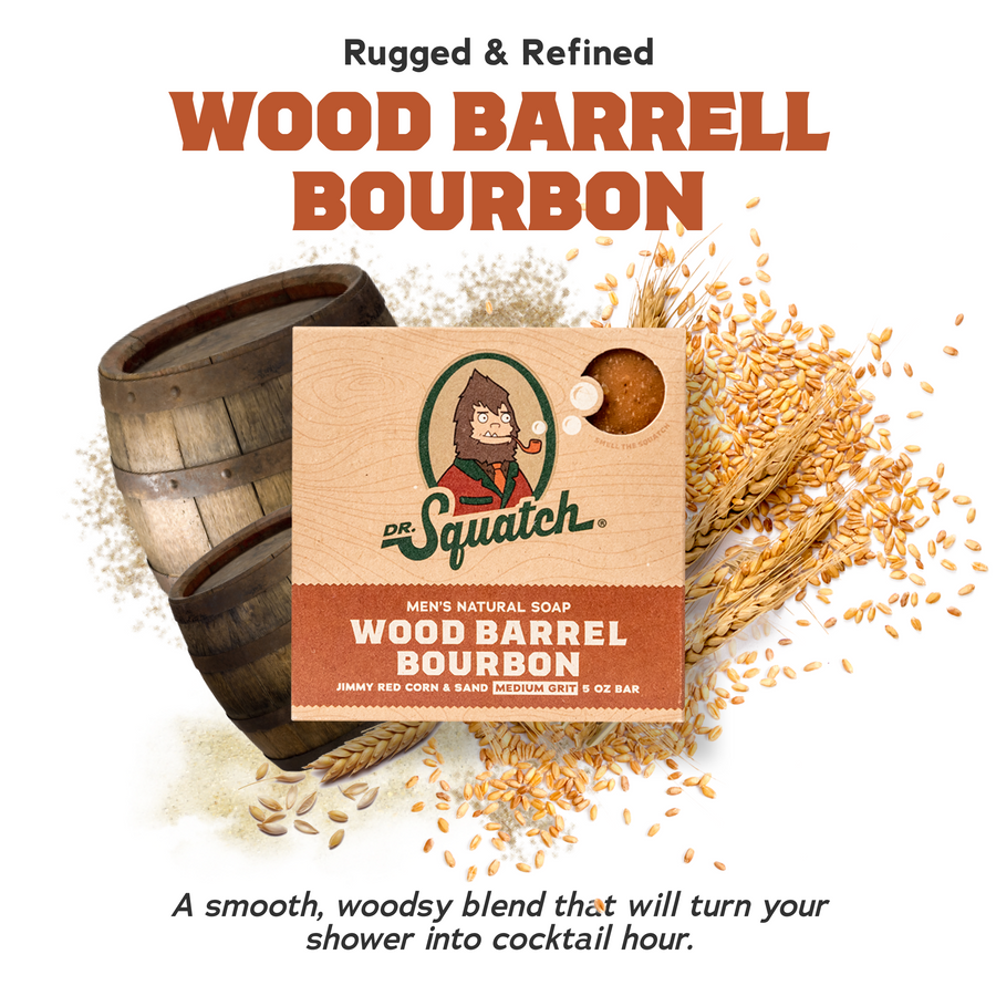 4-Pack Wood Barrel Bourbon Natural Bar Soap D0