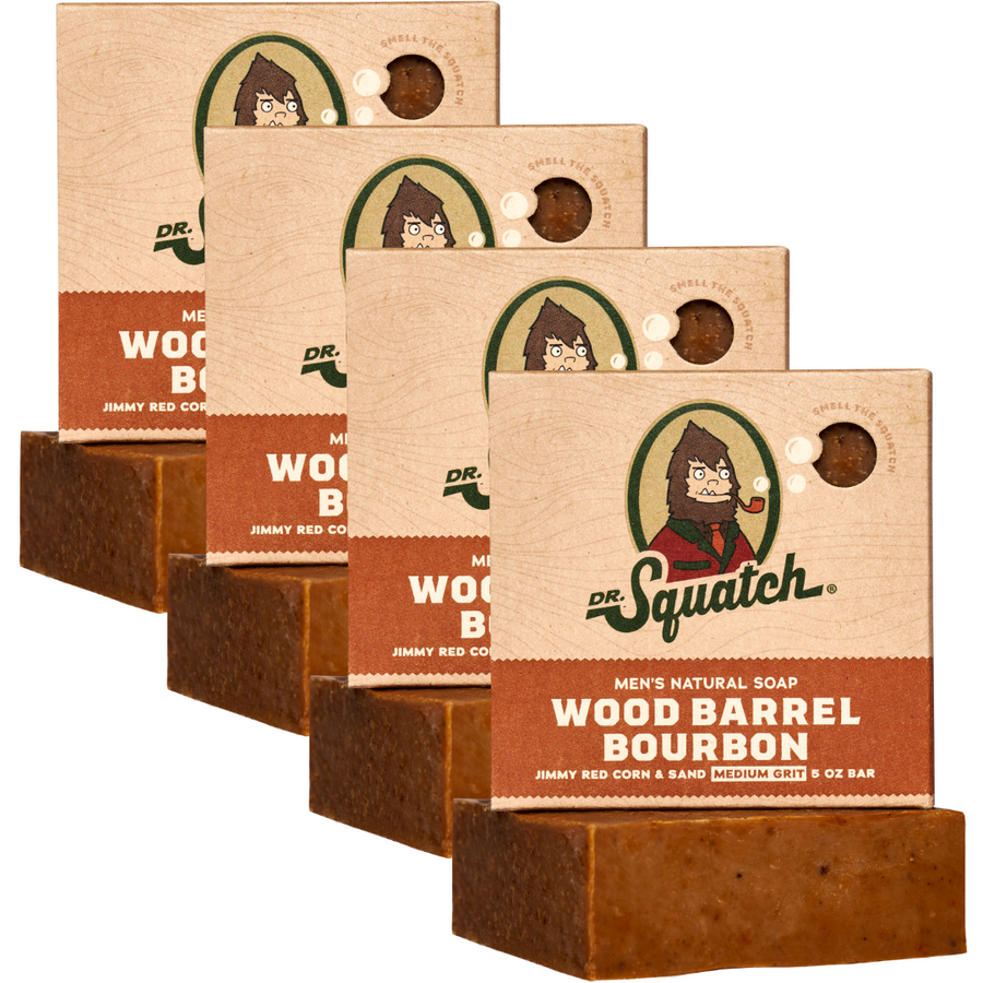 4-Pack Wood Barrel Bourbon Natural Bar Soap D0